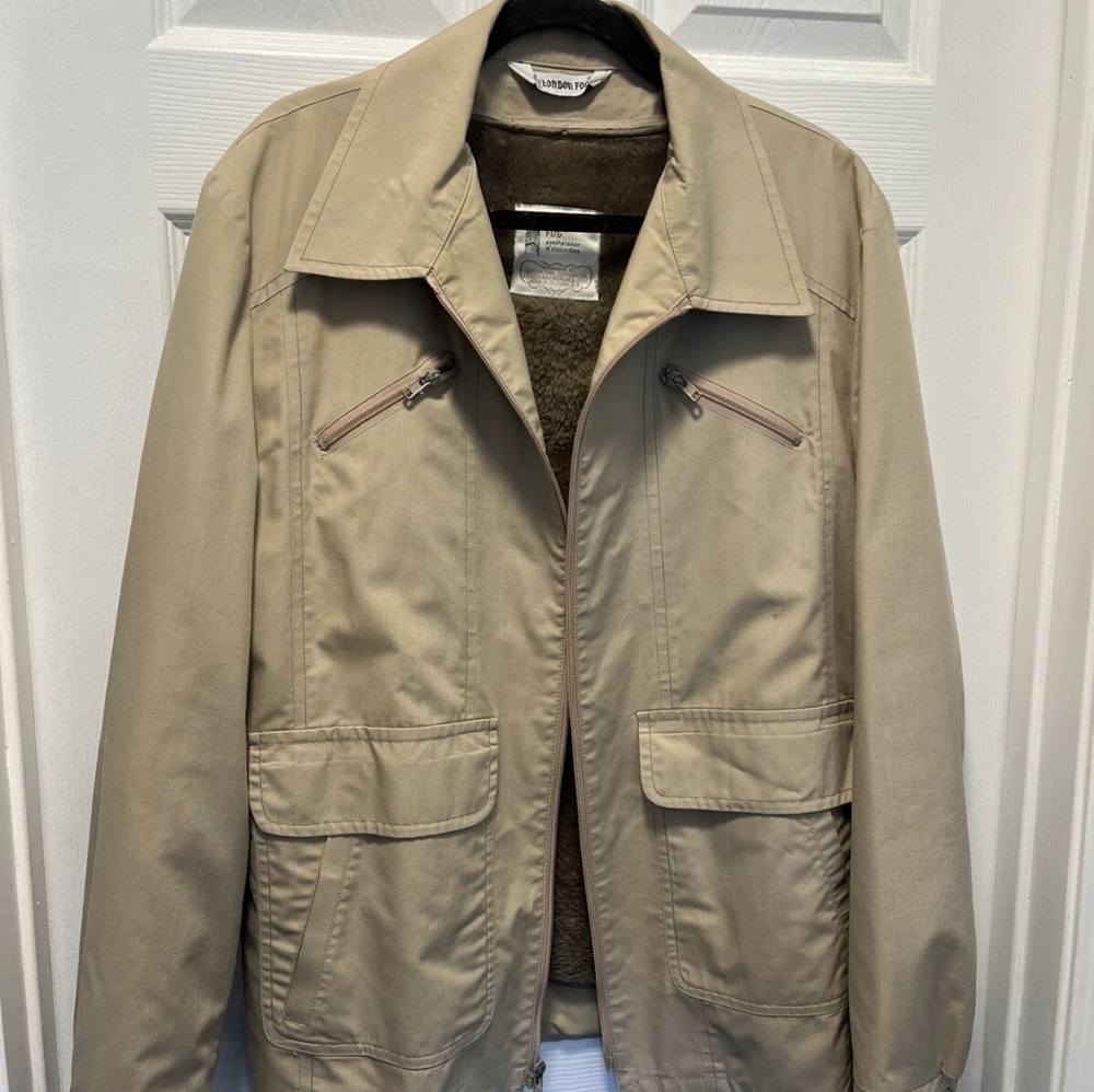 London Fog Mens Jacket Size 44 REG Beige Weatherwear of Distinction Coat